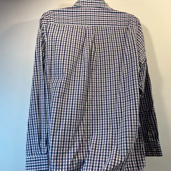Vineyard Vines Men’s Slim Fit Tucker Shirt – Purple & Navy Gingham - Size Large - Picture 4 of 5